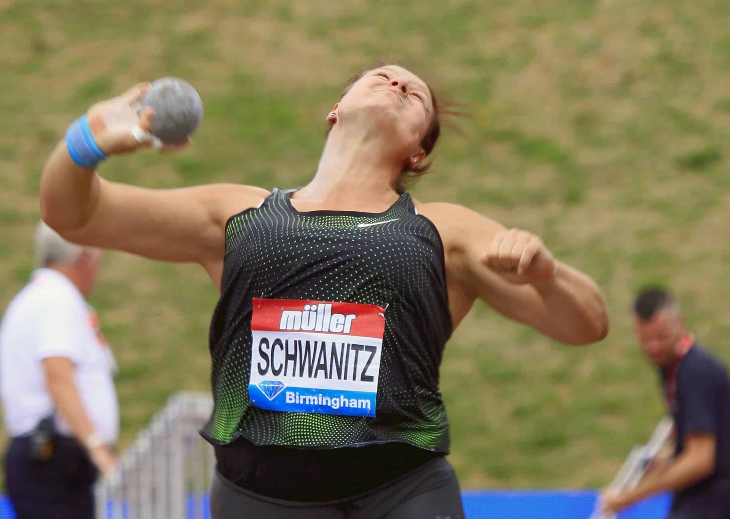 Christina Schwanitz in the shot put at the 2018 Birmingham Diamond League. Photo: MV4R Photography.