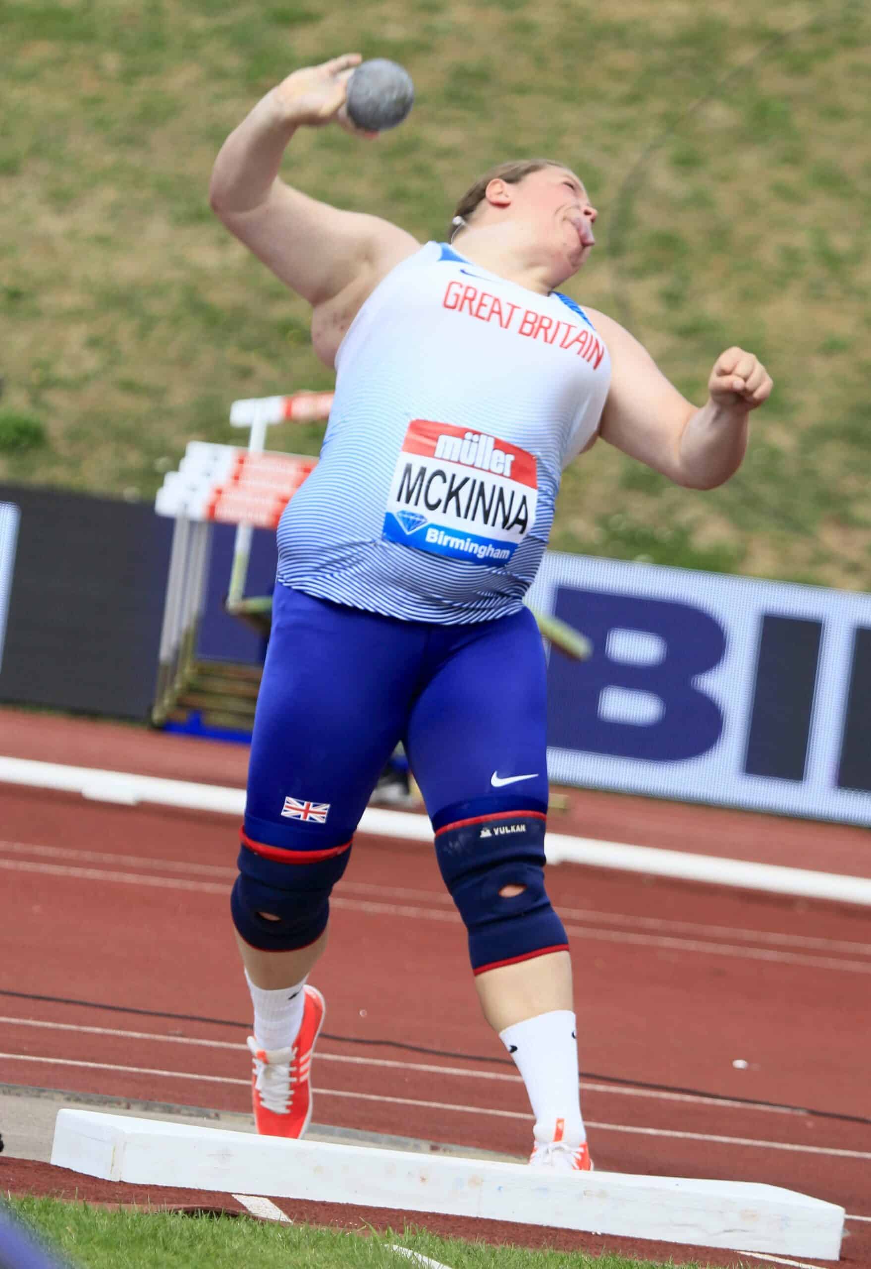 Sophie McKinna in the shot put at the 2018 Birmingham Diamond League. Photo: MV4R Photography.
