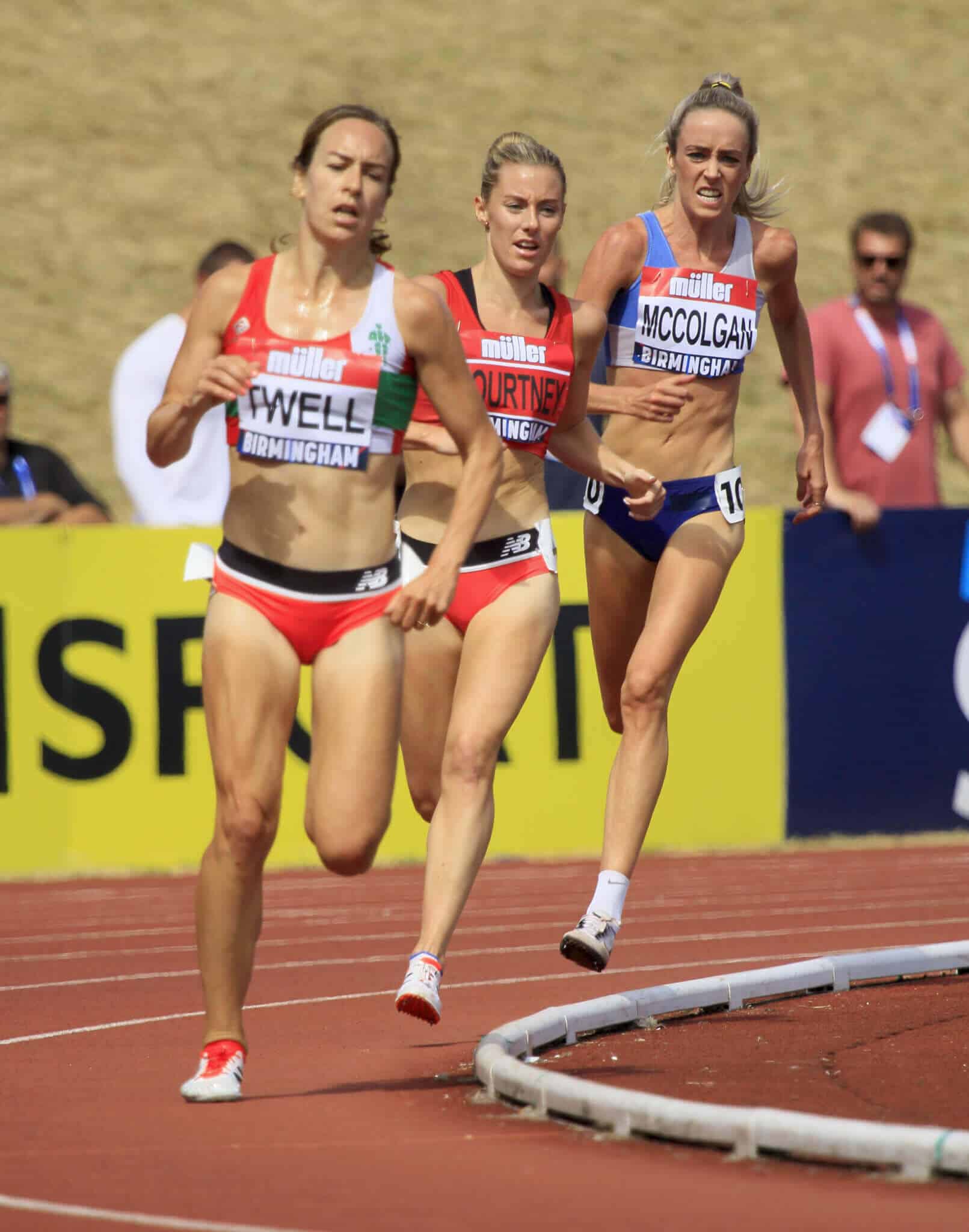 Steph Twell at the 2018 British Championships plus Melissa Courtney and Eilish McColgan. Photo: MV4R Photography