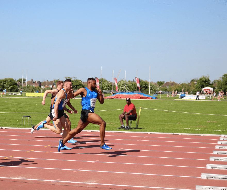 Khai Riley-La Borde leading the 110m hurdles at BUCS 2018 in Bedford. Photo: Jack Anderson